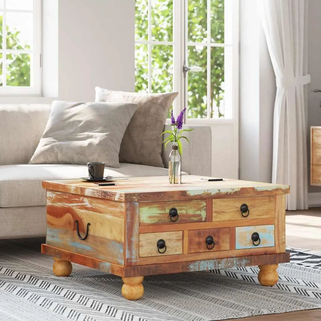 Coffee Table Reclaimed Wood 70x70x38 cm Brown