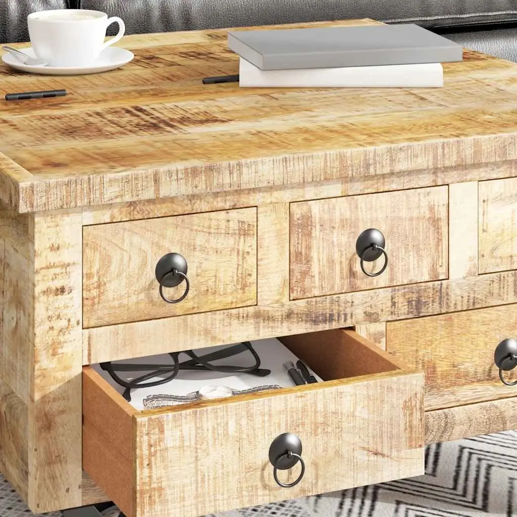 Industrial Coffee Table Solid Mango Wood 70x70x40cm Brown