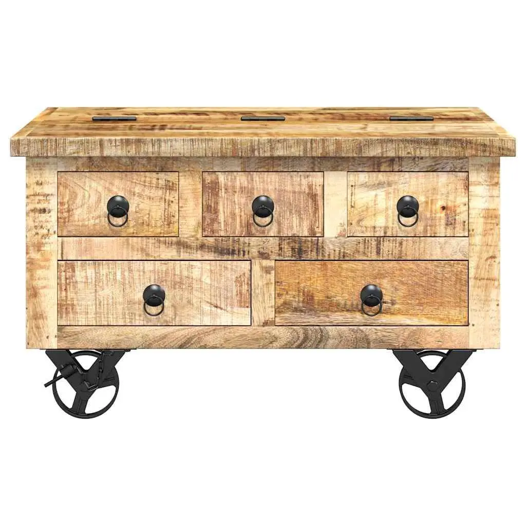 Industrial Coffee Table Solid Mango Wood 70x70x40cm Brown