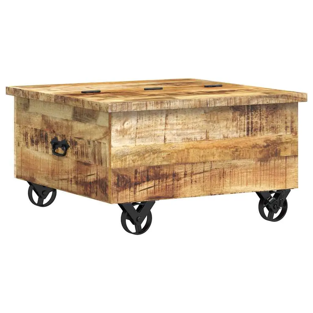 Industrial Coffee Table Solid Mango Wood 70x70x40cm Brown
