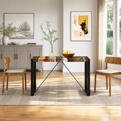 Dining Table Solid Reclaimed Wood Industrial Style Kitchen Room 120cm