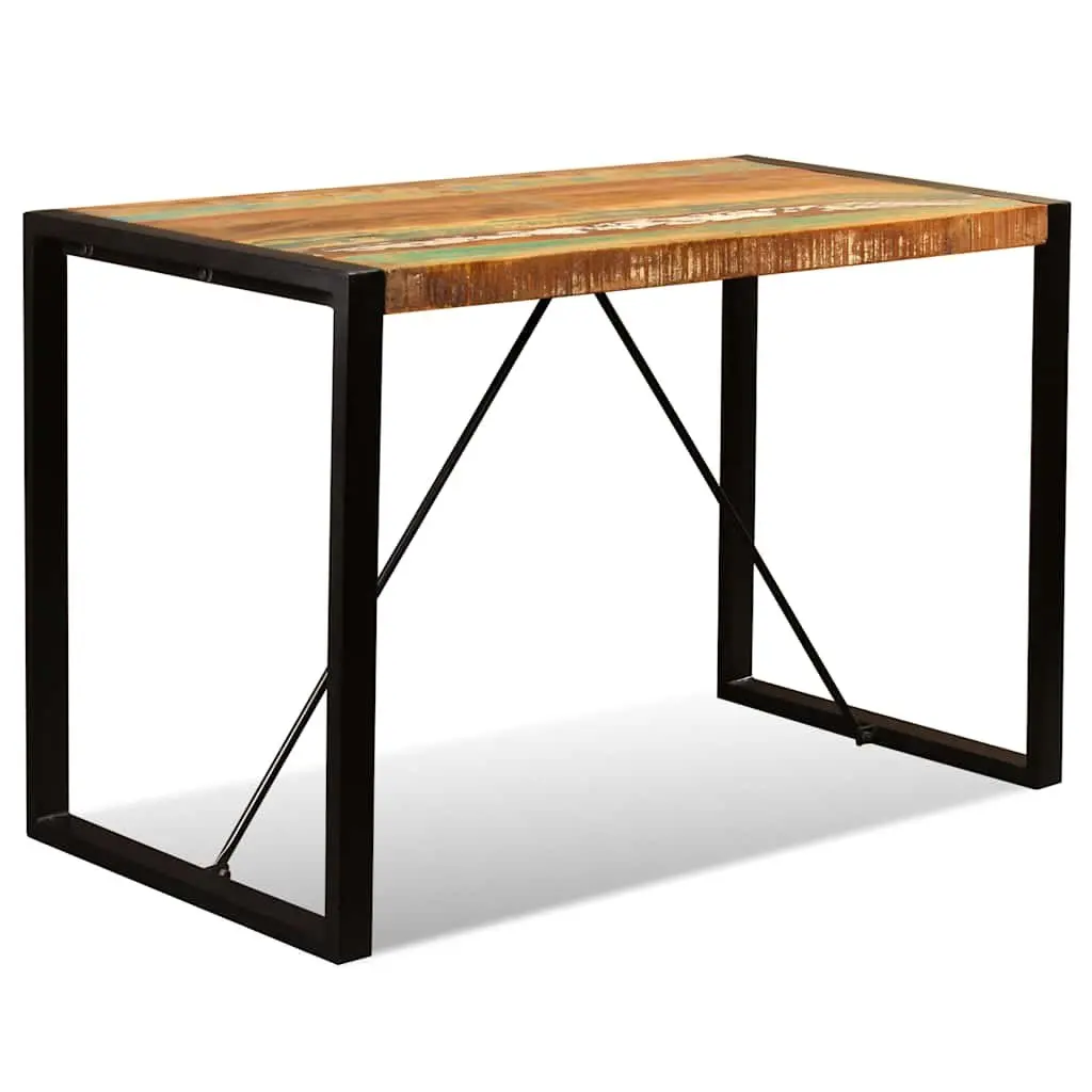 Solid Reclaimed Wood Dining Table for Industrial Spaces 120cm