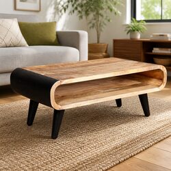 Industrial Vintage Coffee Table in Rough Mango Wood