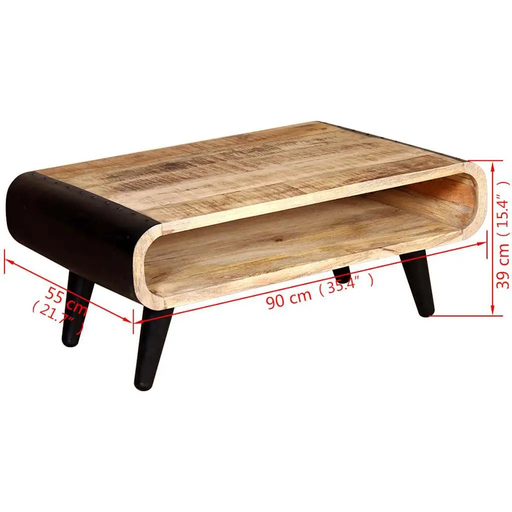 Industrial Vintage Coffee Table in Rough Mango Wood