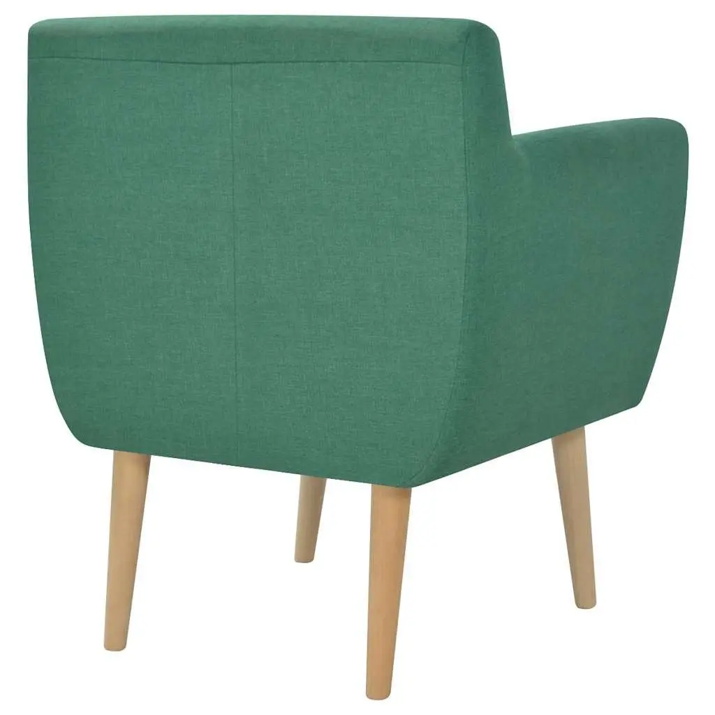 Green Armchair with Durable Wooden Frame