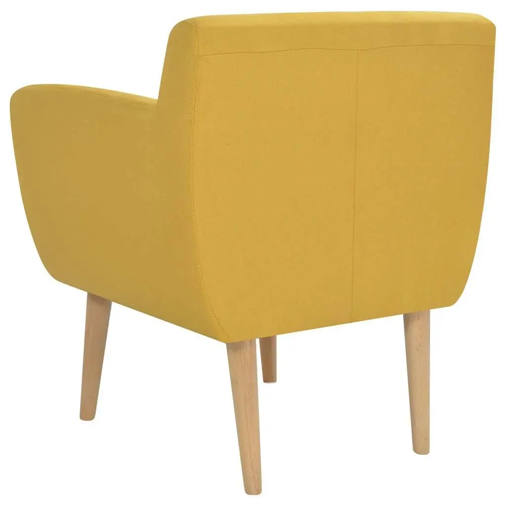 Armchair Fabric Yellow Modern Wooden Frame Padded Seat