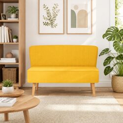 Contemporary Yellow Fabric 2-Seater Sofa for Modern Living