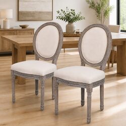 Elegant Cream Fabric Dining Chairs Set of 2