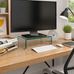 Tempered Glass TV Stand Monitor Riser 40x25x11cm