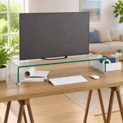 Durable Tempered Glass TV Stand Monitor Riser