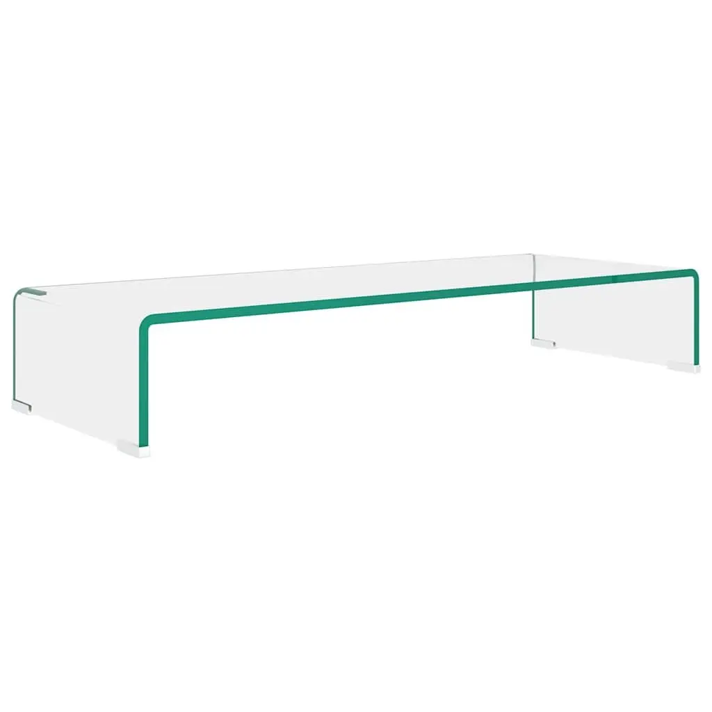 Monitor Riser Tempered Glass Shelf 80cm Transparent Desktop TV Laptop Display
