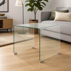 Coffee Table Tempered Glass Clear Modern Compact Living Room Bedroom Accent