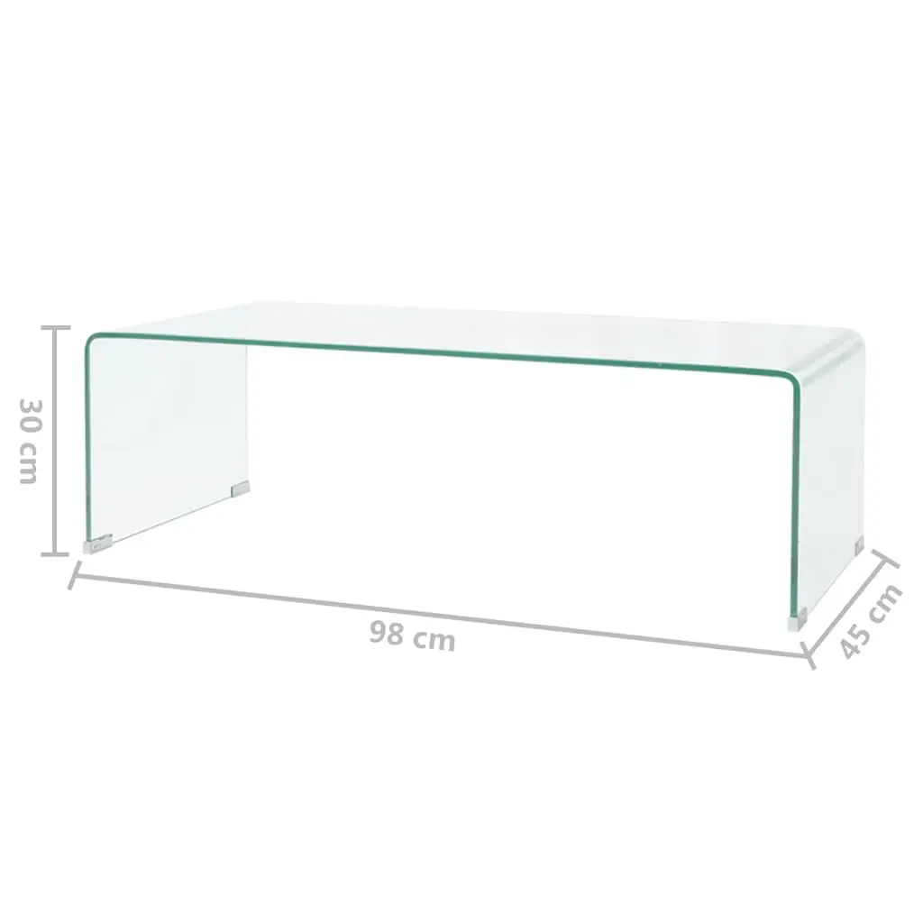 Coffee Table Tempered Glass Clear Contemporary Design Living Room Study Accent