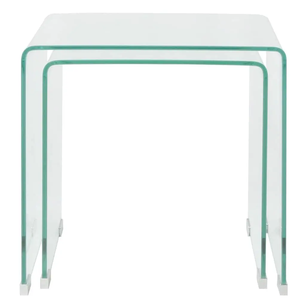 Two Piece Nesting Table Set with Durable Glass Tops