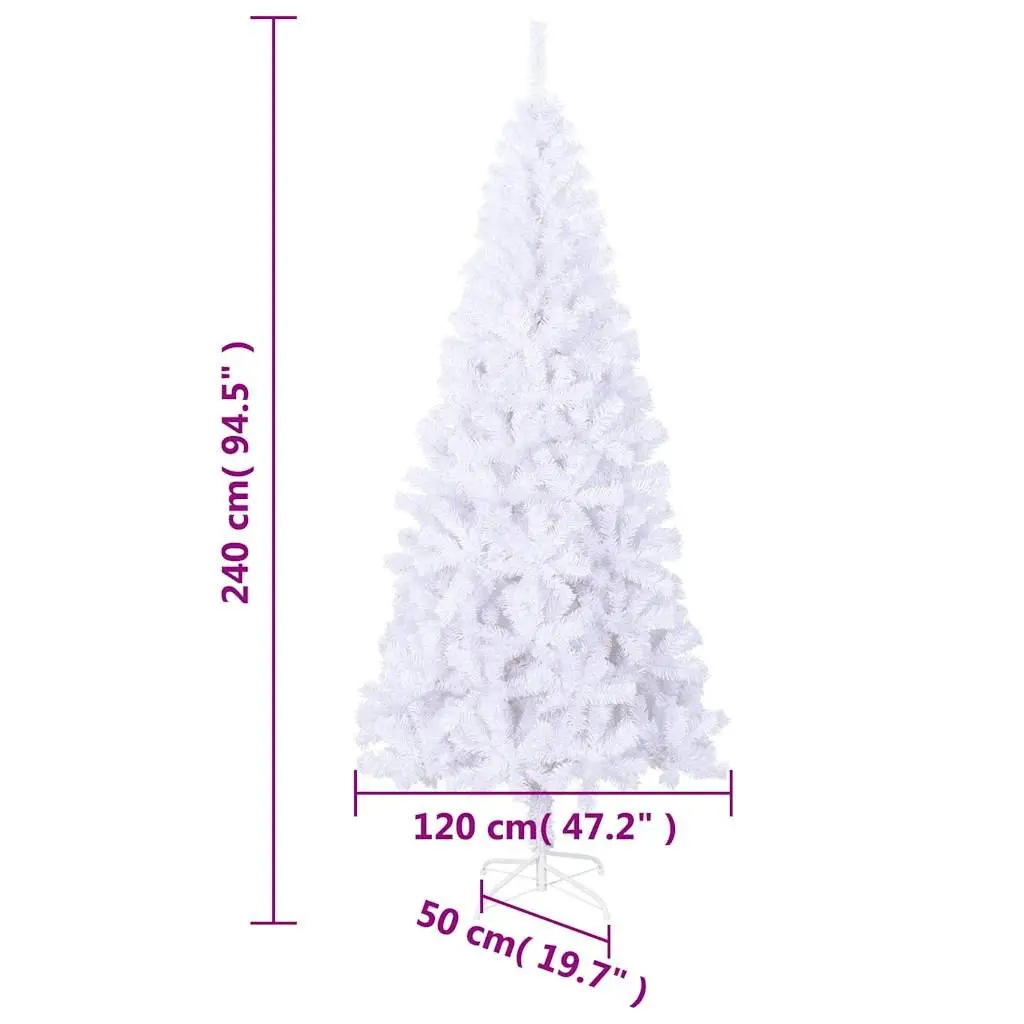 White Artificial Christmas Tree 240cm with 1300 Branch Tips
