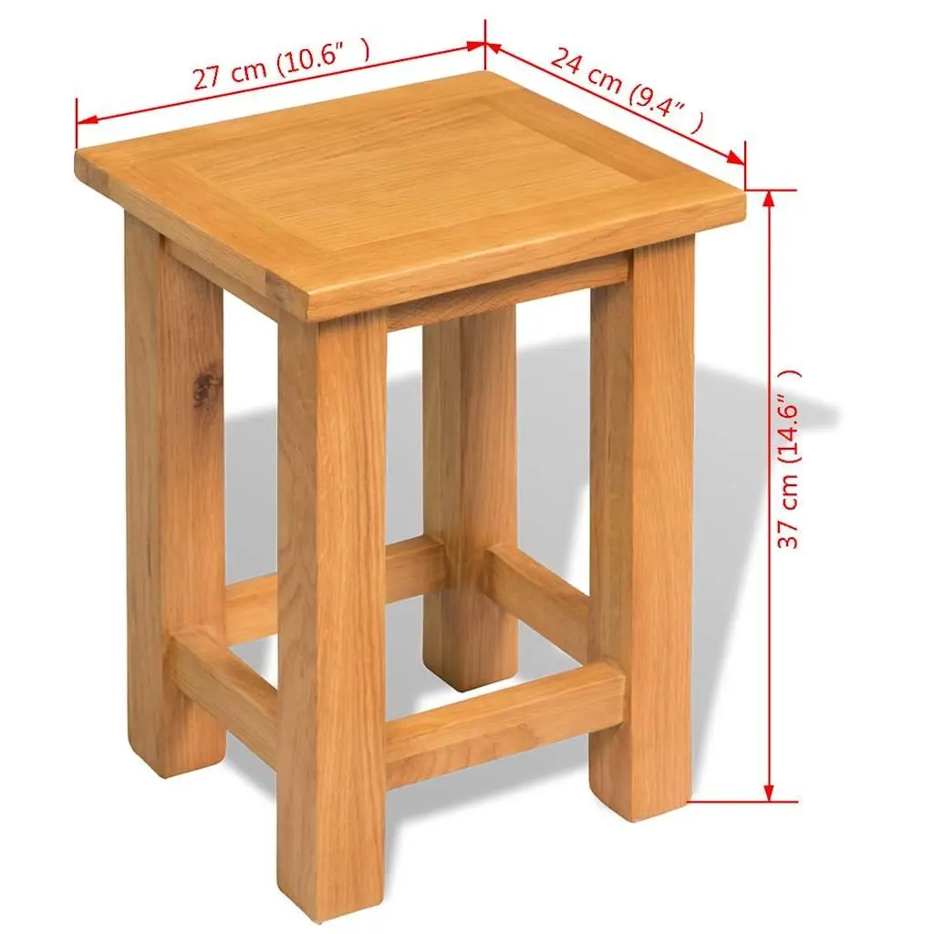 Solid Oak Wooden End Table 27x24x37cm for Living Spaces