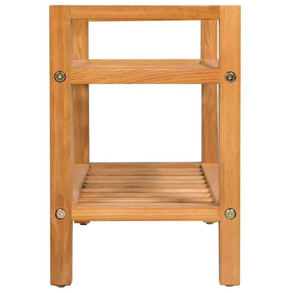 Solid Oak Wood Shoe Rack with 2 Shelves for Storage