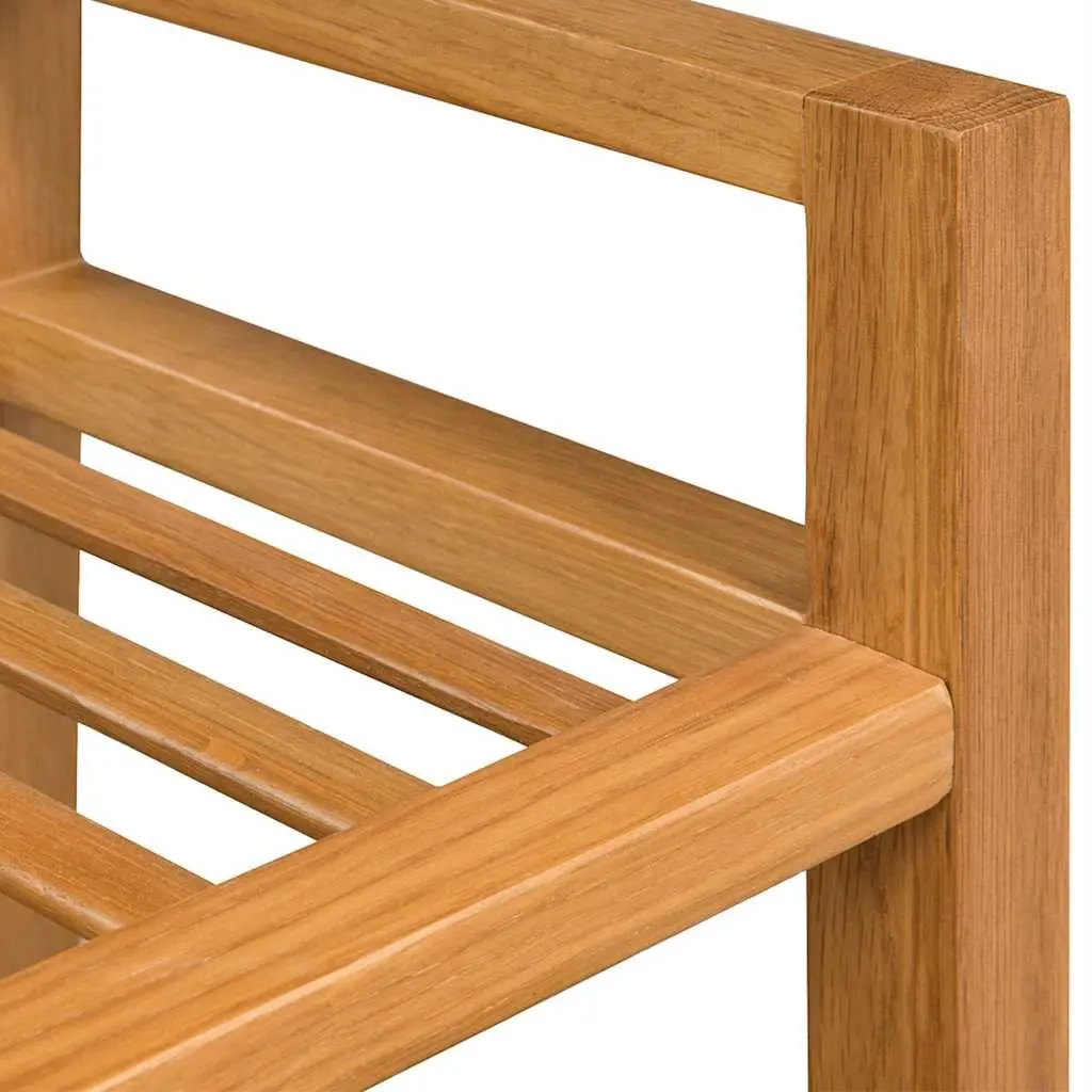 Solid Oak Wood Shoe Rack with 2 Shelves for Storage