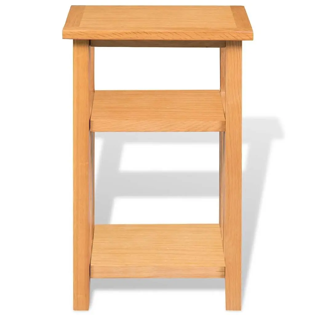 Solid Oak End Table with Magazine Shelf for Living Room