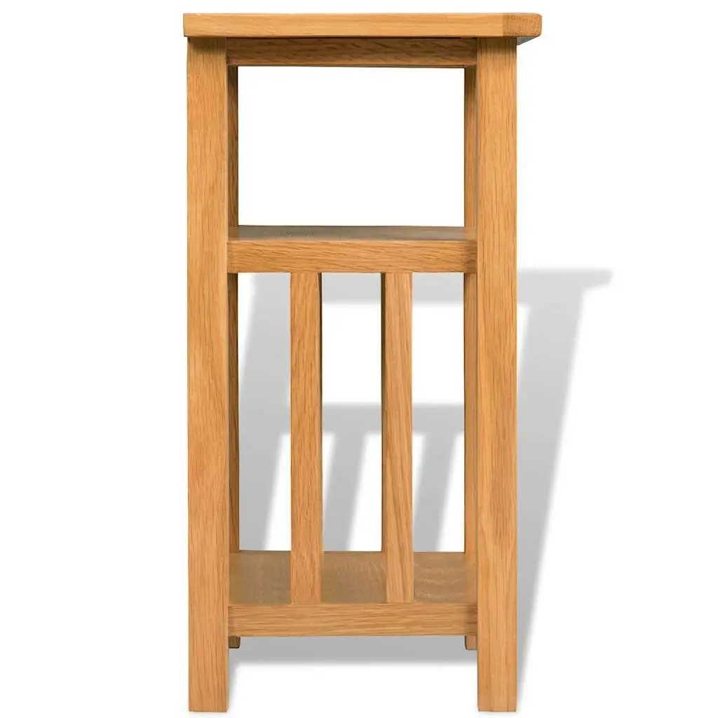 Solid Oak End Table with Magazine Shelf for Living Room