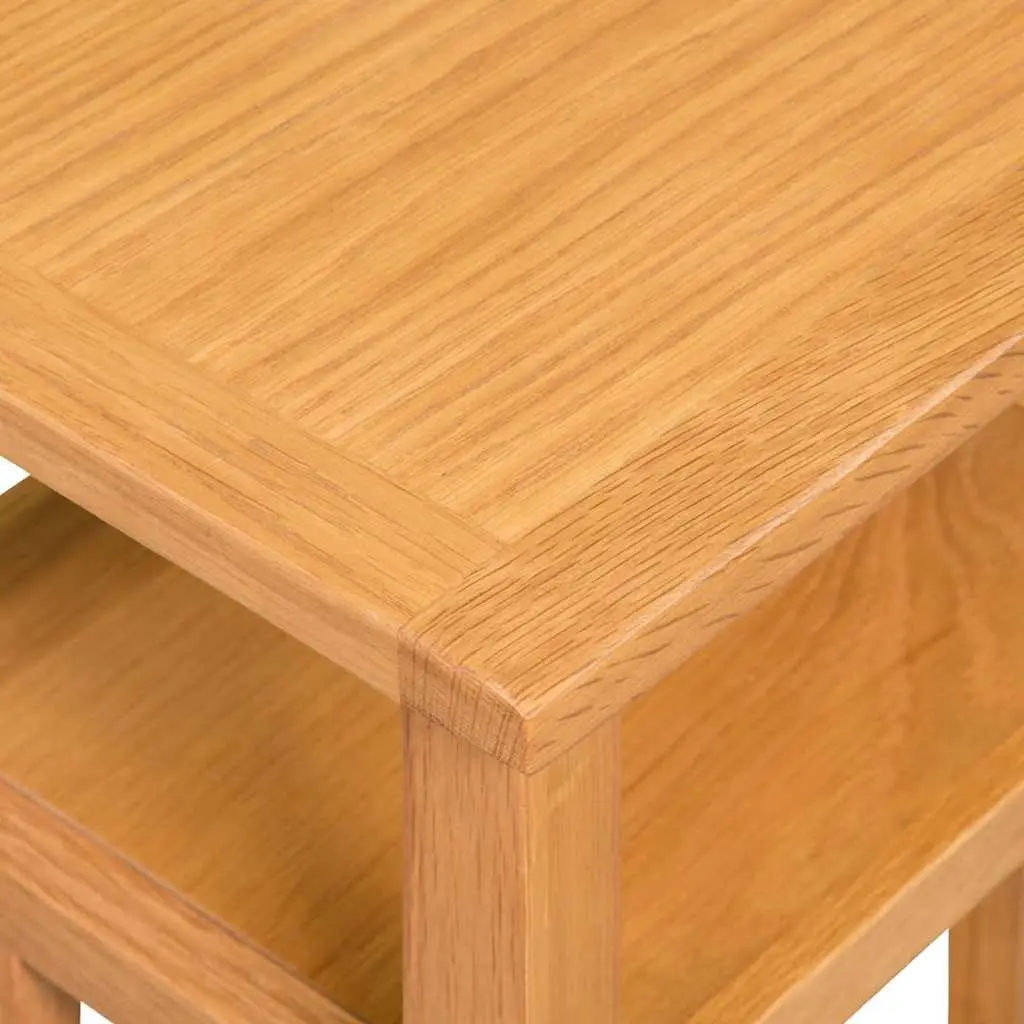 Solid Oak End Table with Magazine Shelf for Living Room