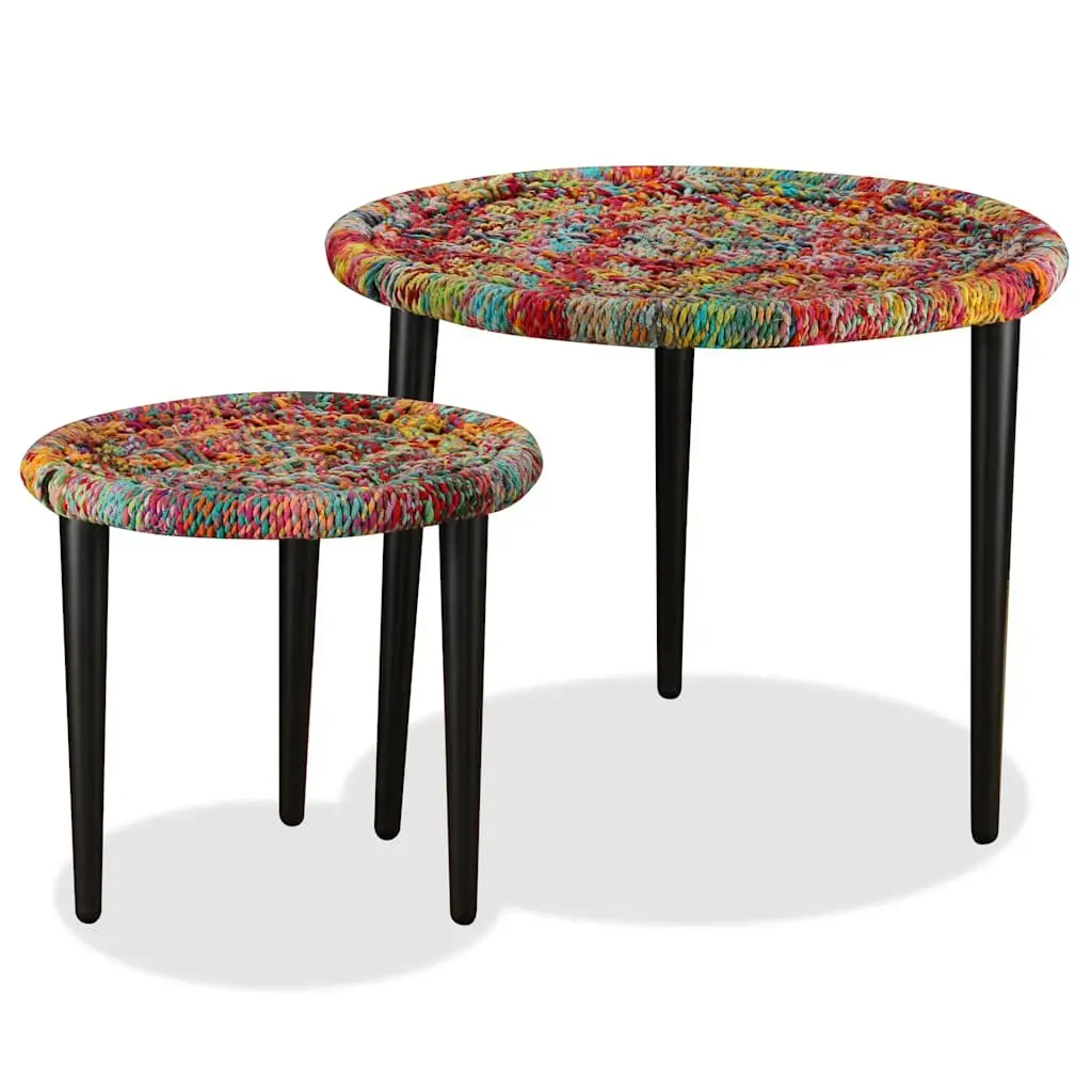 2-Piece Chindi Weave Coffee Table Set
