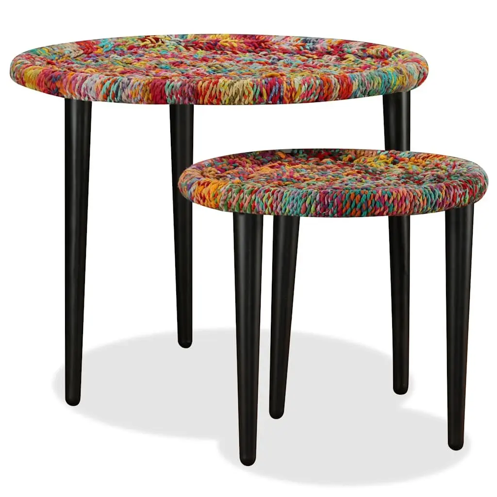 2-Piece Chindi Weave Coffee Table Set