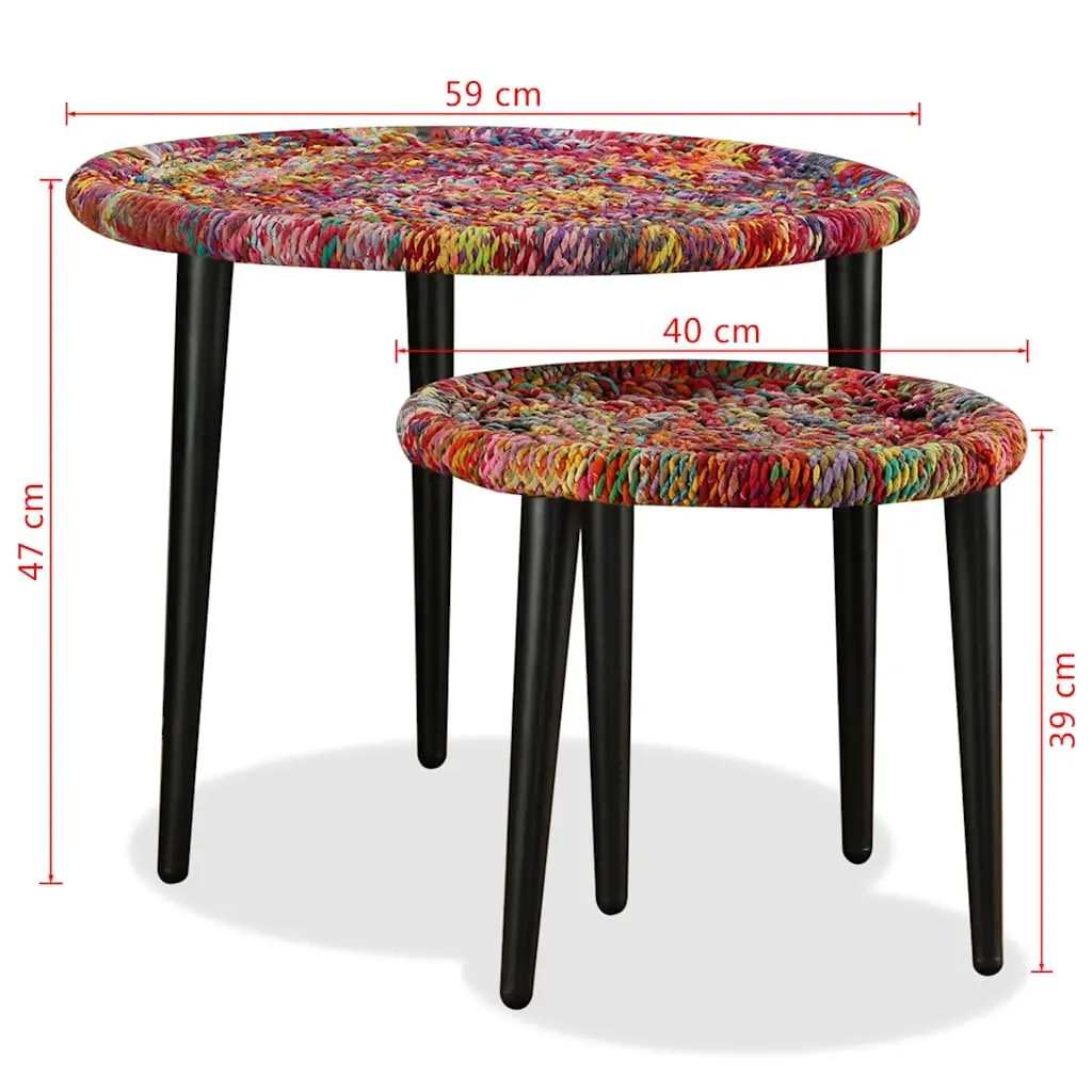 2-Piece Chindi Weave Coffee Table Set