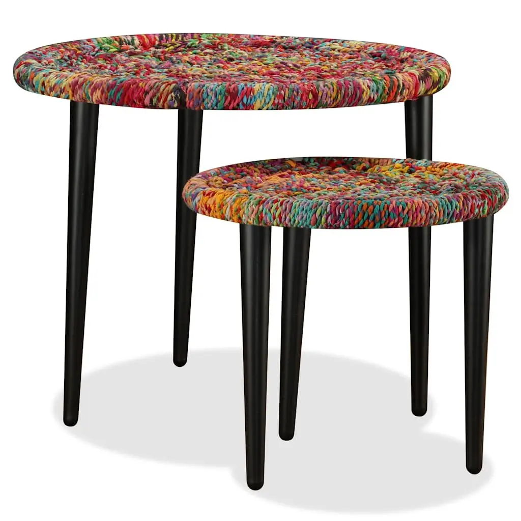2-Piece Chindi Weave Coffee Table Set