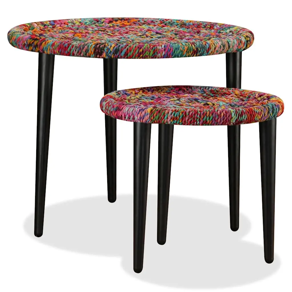 2-Piece Chindi Weave Coffee Table Set