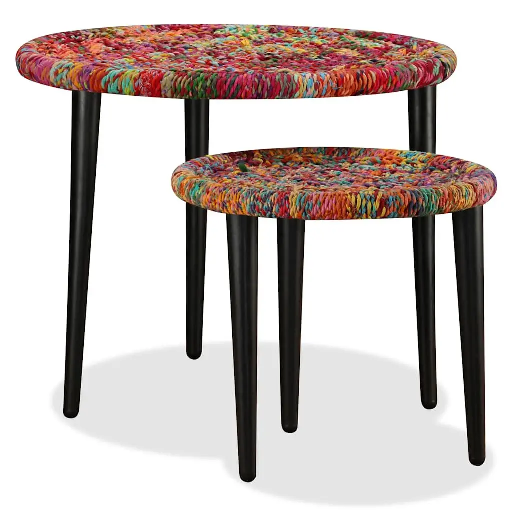 2-Piece Chindi Weave Coffee Table Set