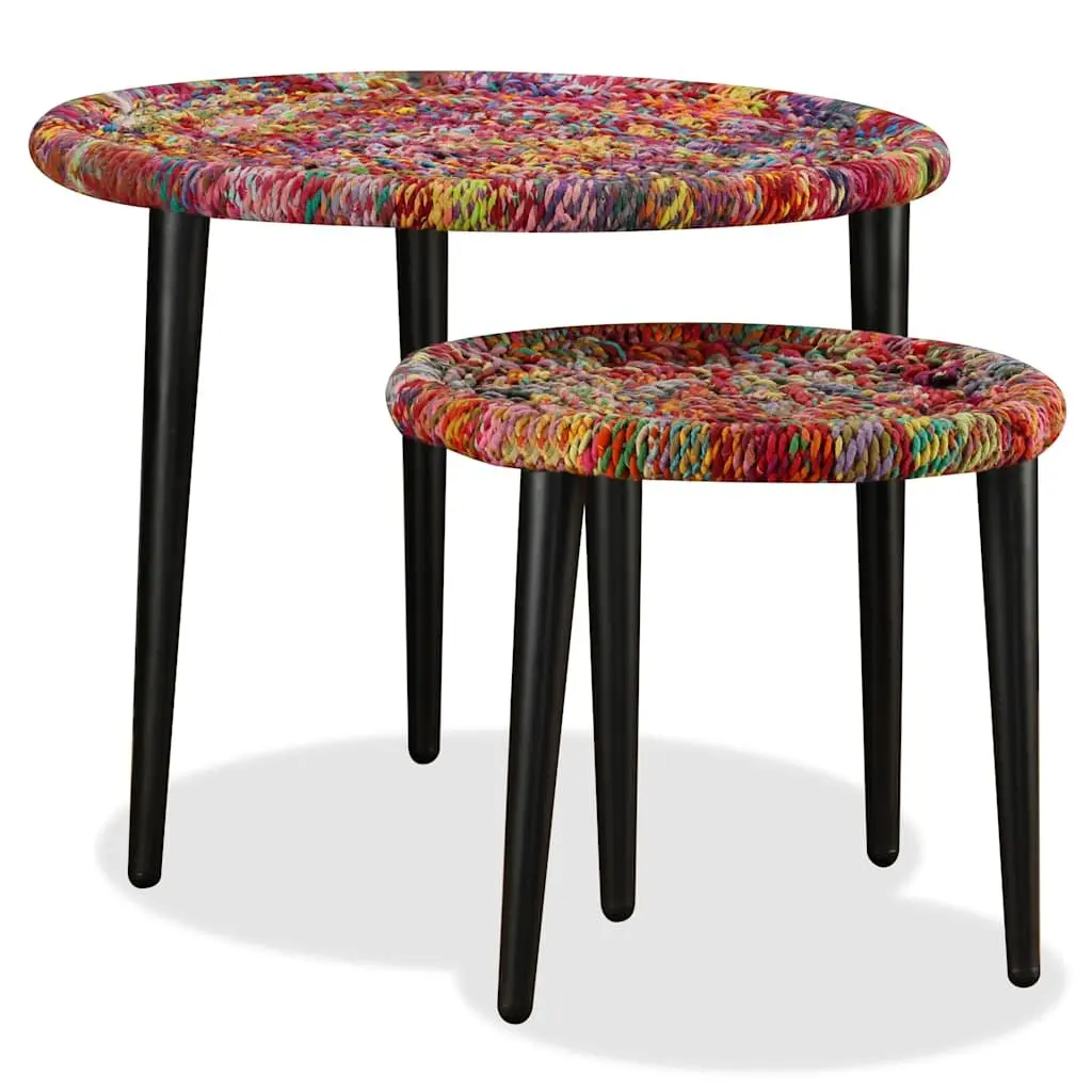 2-Piece Chindi Weave Coffee Table Set
