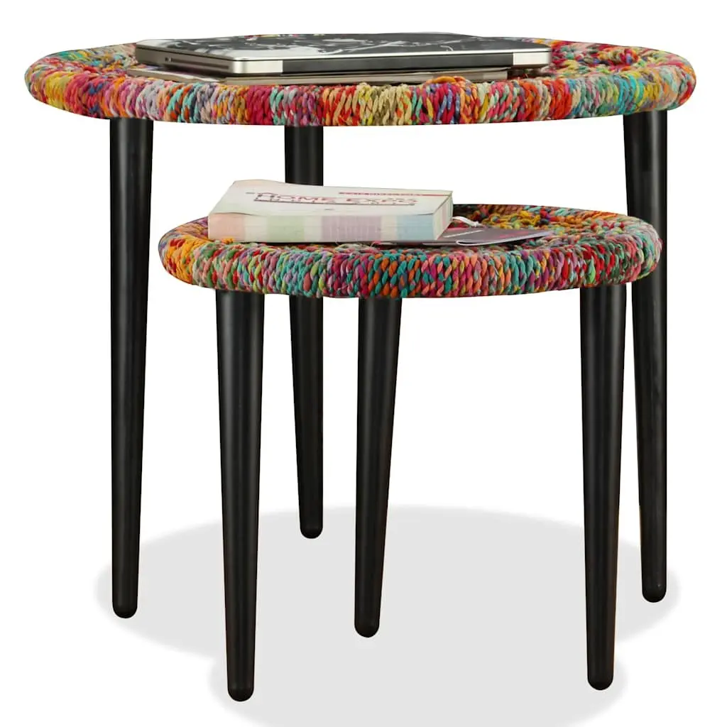 2-Piece Chindi Weave Coffee Table Set