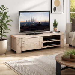 TV Cabinet Solid Acacia Wood Brushed Living Room Bedroom Storage Unit