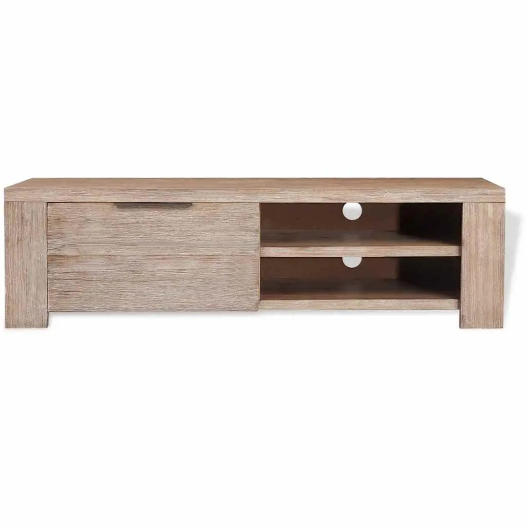 Solid Acacia Wood TV Cabinet with Brushed Finish