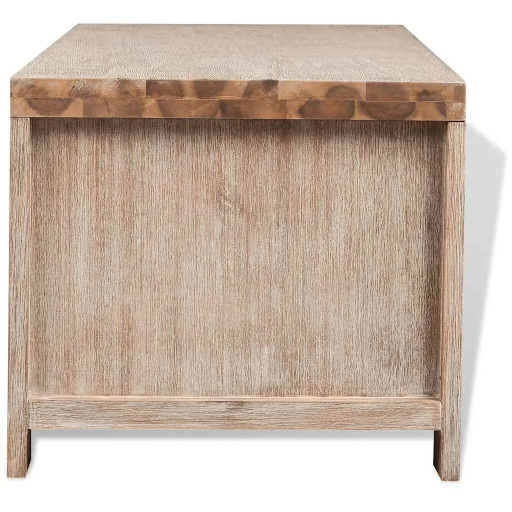 Solid Acacia Wood TV Cabinet with Brushed Finish