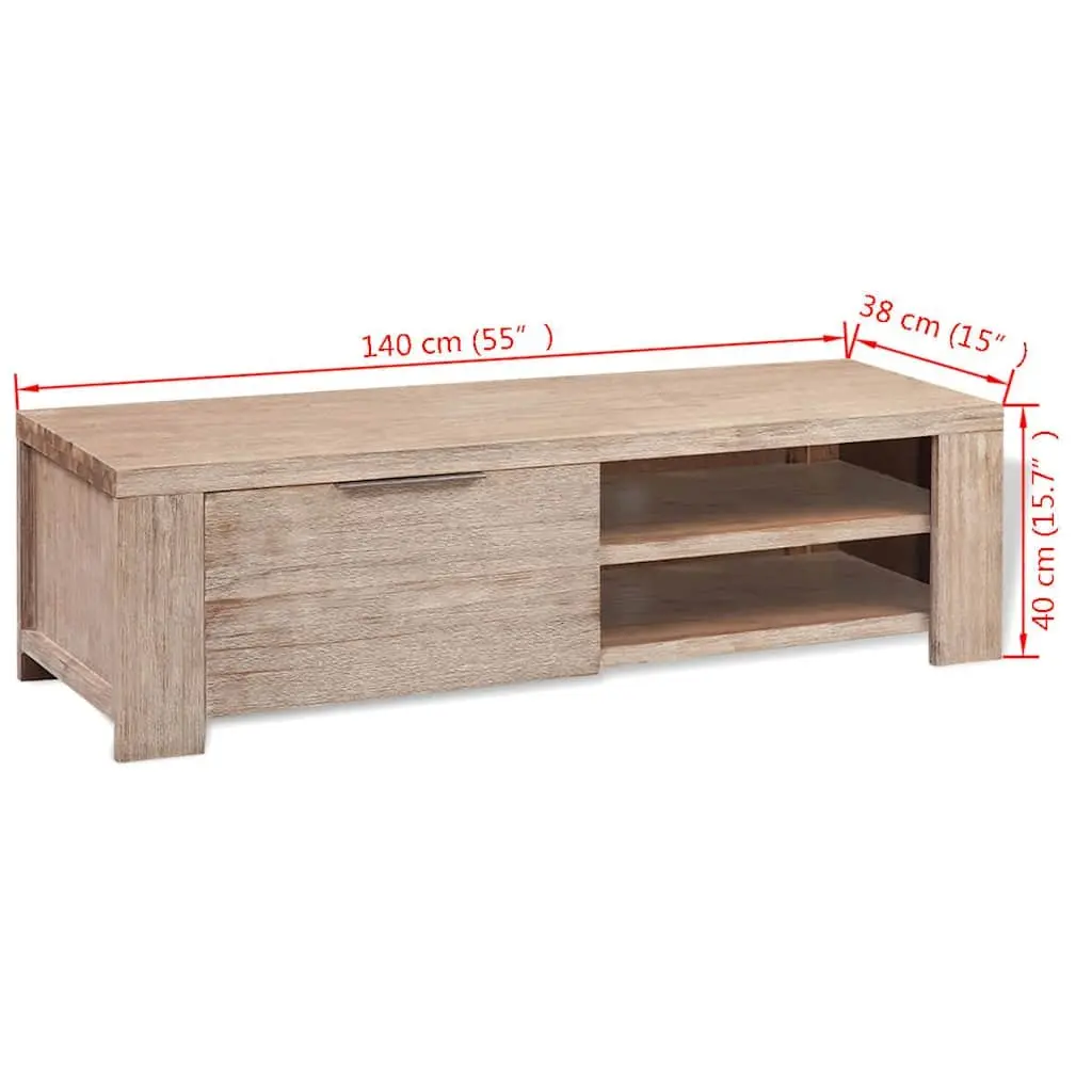 Solid Acacia Wood TV Cabinet with Brushed Finish