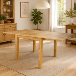 Extendable Dining Table Oak Wood Kitchen Room Furniture Brown Compact Design