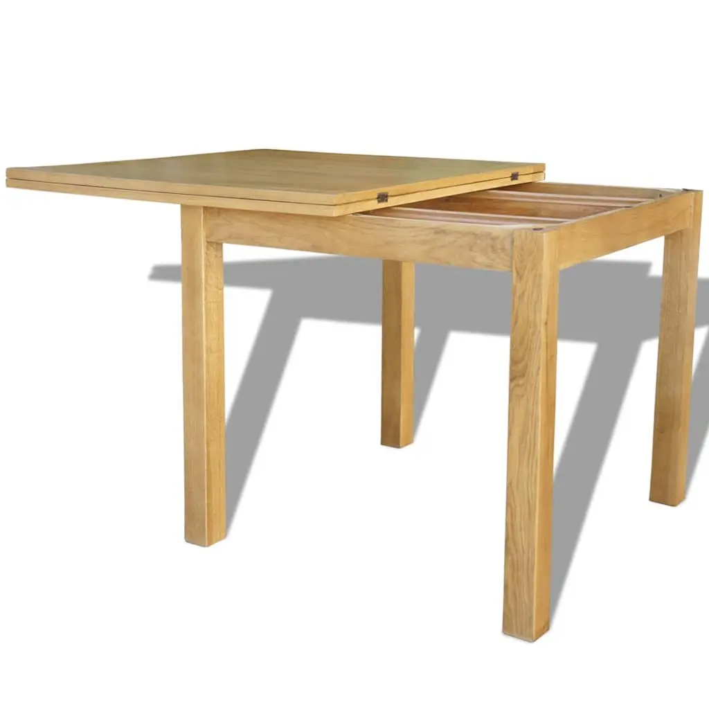 Extendable Dining Table in Brown Oak Wood for Compact Spaces