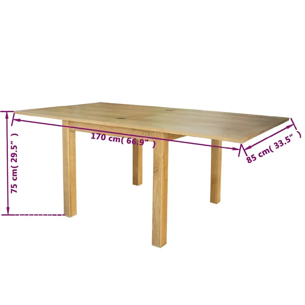 Extendable Dining Table in Brown Oak Wood for Compact Spaces
