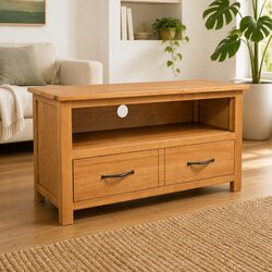 Sturdy Wooden TV Cabinet with Open Compartment and Drawer