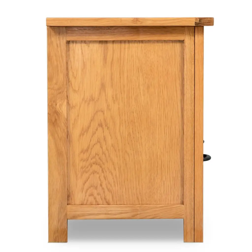 TV Cabinet Solid Oak 90 x 35 x 48 cm Brown Open Compartment Drawer Storage Living Room Furniture