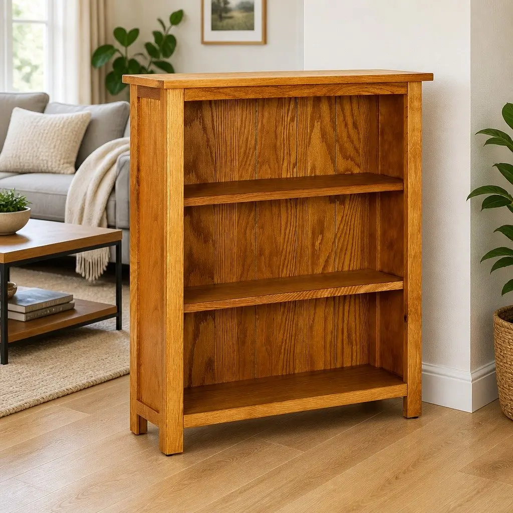 3-Tier Wooden Bookcase Oak 70x22.5x82cm Brown
