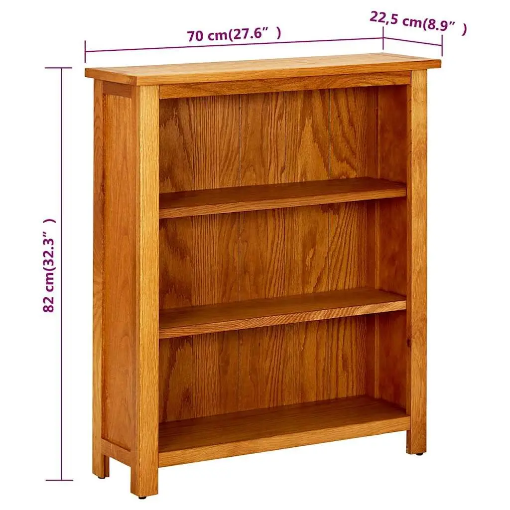 3-Tier Wooden Bookcase Oak 70x22.5x82cm Brown