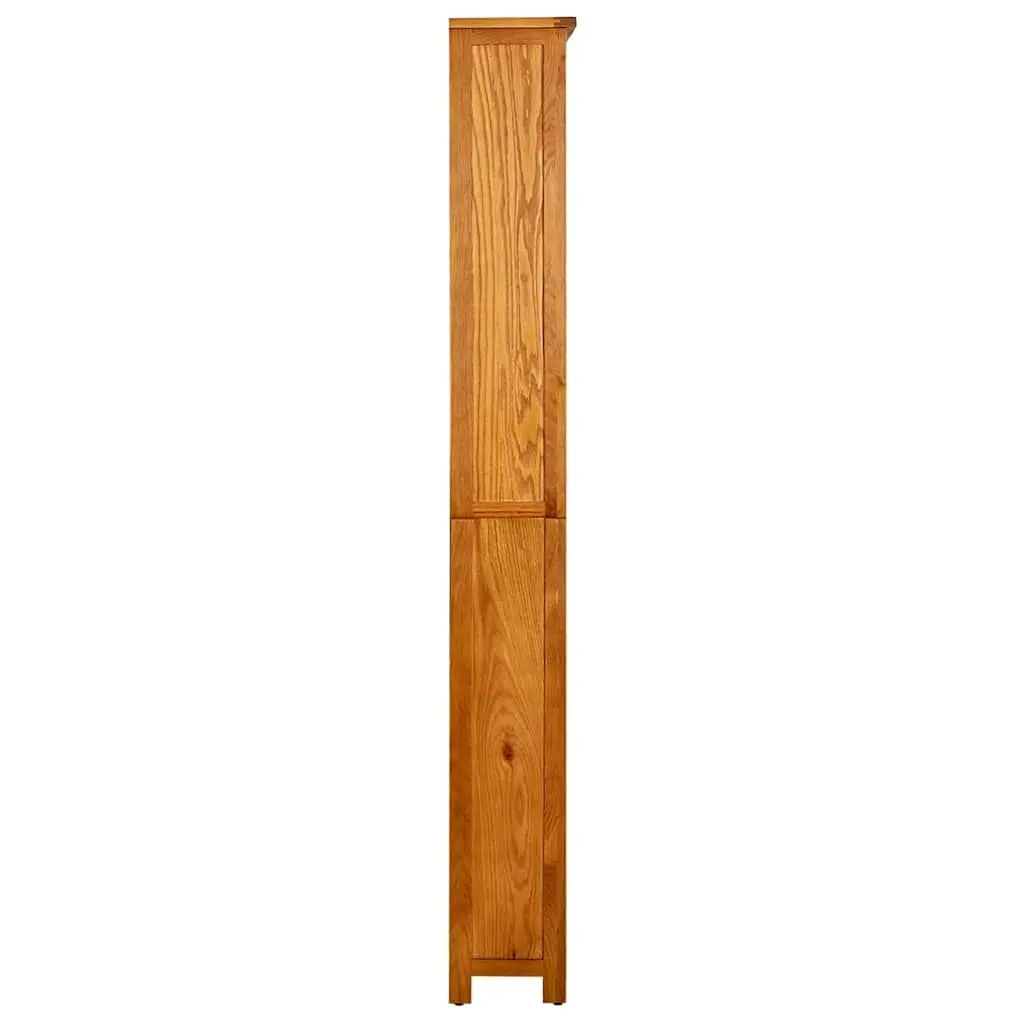 6 Tier Bookcase Solid Oak Wood Brown Vertical Storage Display Unit
