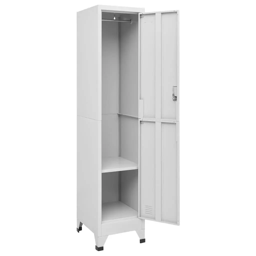 Industrial Style Locker Cabinet Grey Storage Unit with Lockable Compartment Shelf and Hanging Bar
