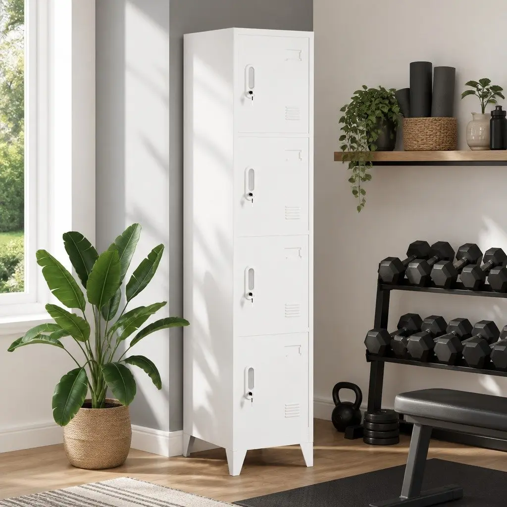 Grey Locker Cabinet with 4 Lockable Compartments