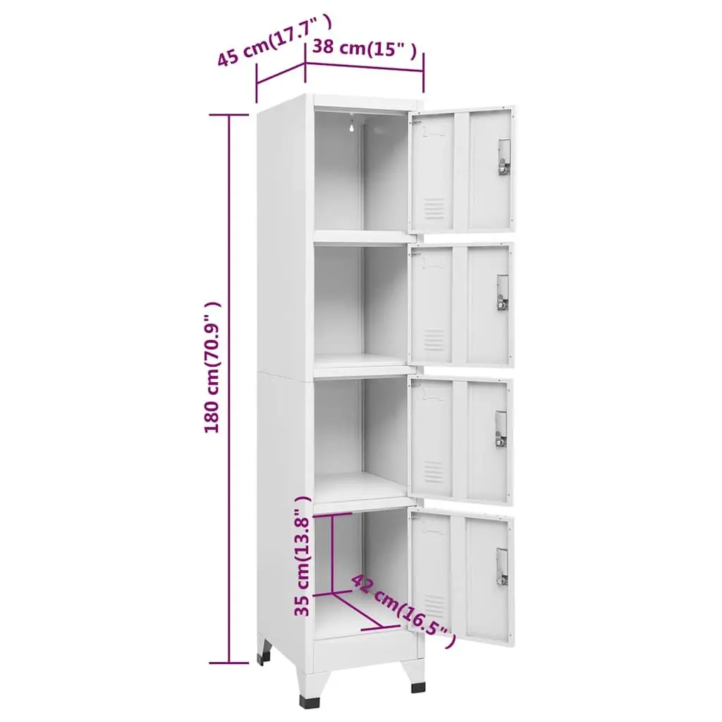 Grey Locker Cabinet with 4 Lockable Compartments