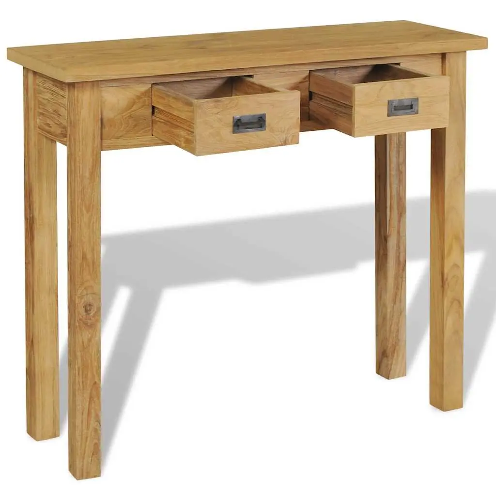 Colonial Style Console Table with 2 Drawers in Solid Teak