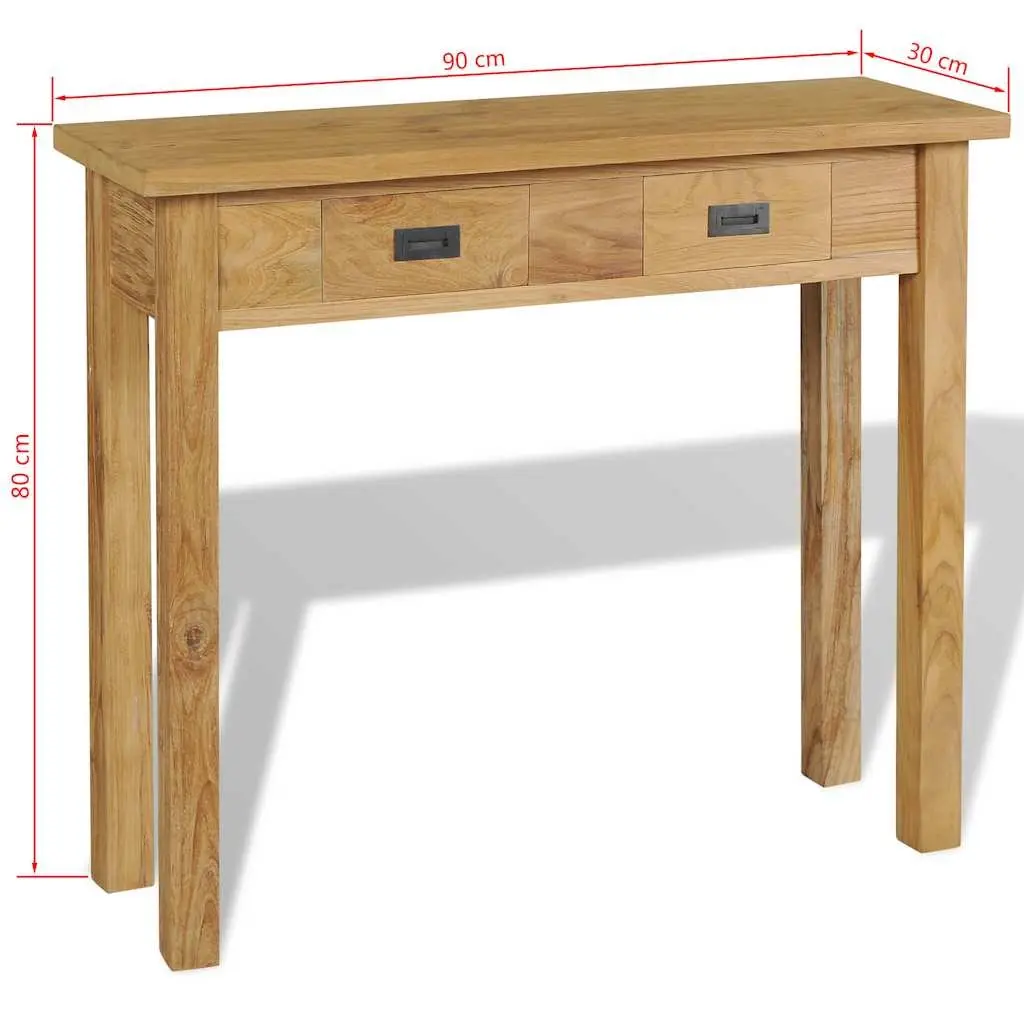 Colonial Style Console Table with 2 Drawers in Solid Teak
